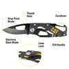 Cat 5-1/4 Inch Folding Skeleton Knife with Carabiner and Black Blade 980266